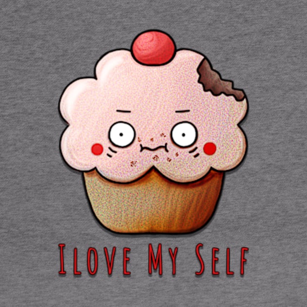 Funny cannibal cupcake "I love my self" by sungraphica